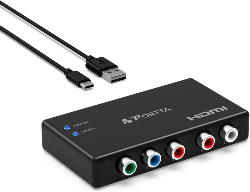 Portta محول من مكون إلى HDMI، محول ومحول صوت R/L إلى HDMI v1.3 يدعم 1080P 2 قناة LPCM لتلفاز HDTV PS2 PS3 مشغل HDVD وي Wii Xbox - Image 1